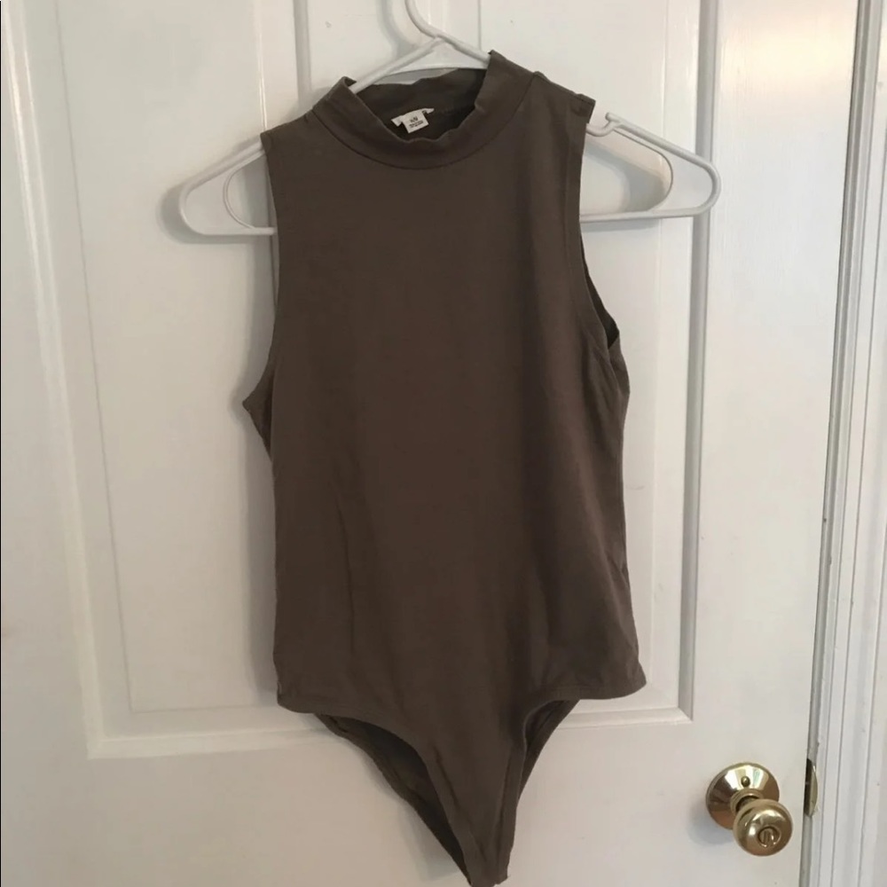 Olive Mock Neck Sleeveless Bodysuit